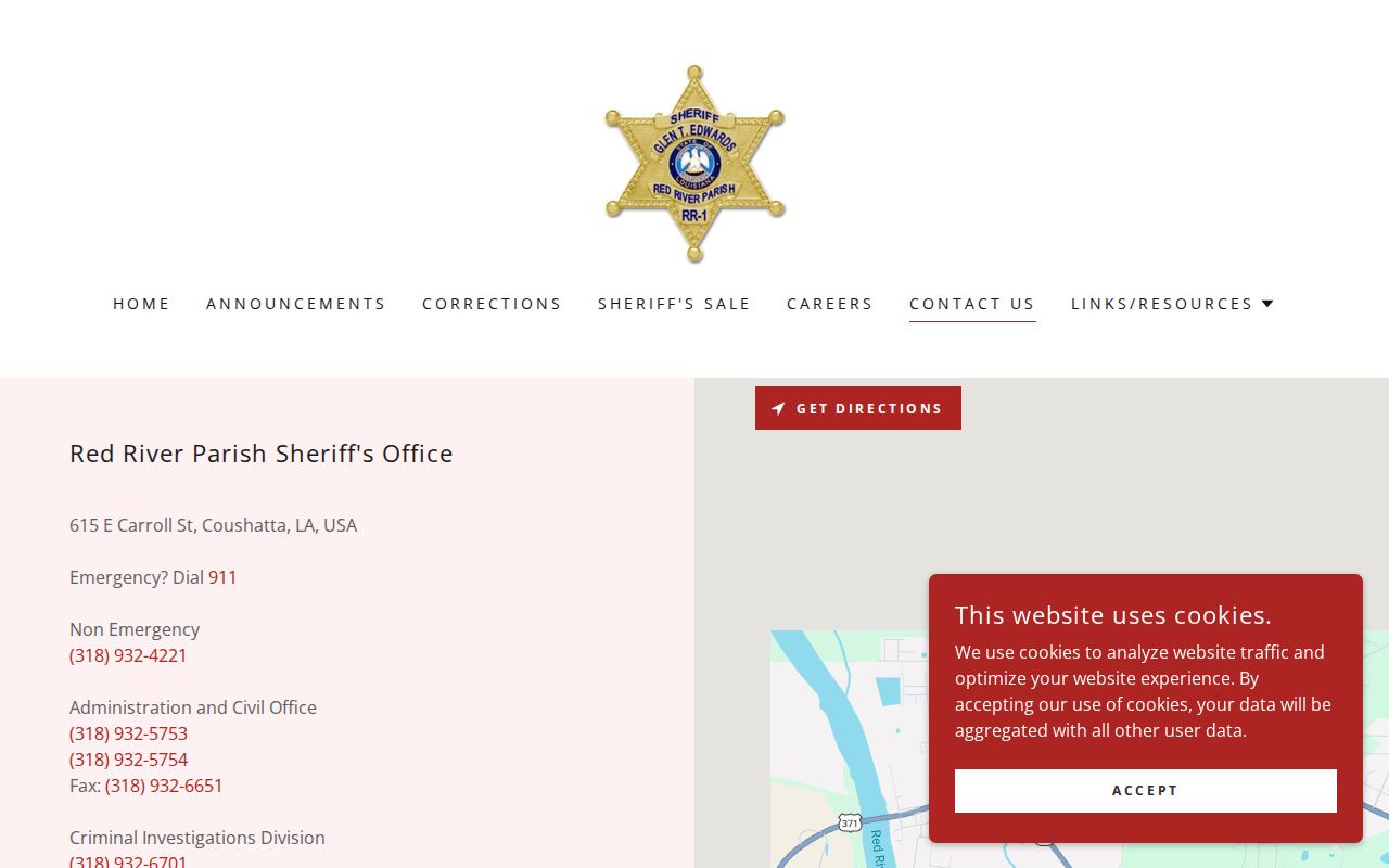 Martin warrant records: Red River Parish sheriff contact panel with published phone channels