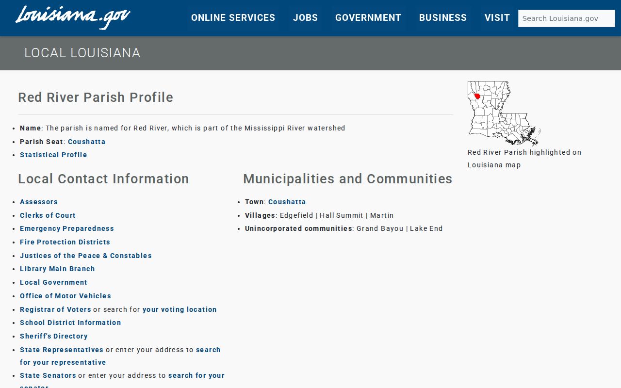 Hall Summit warrant records: state parish profile listing the village among Red River Parish places