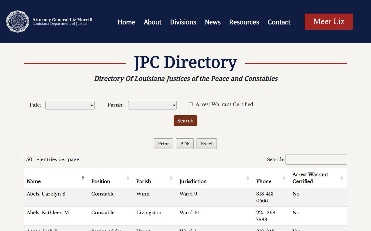 Red River Parish bench warrant lookup: state justice of the peace and constable directory