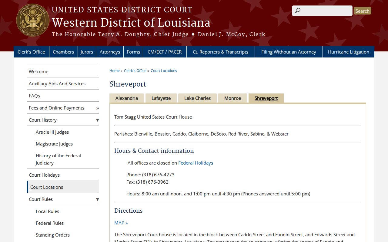 Red River Parish most wanted guide: federal courthouse serving the parish for sealed federal process